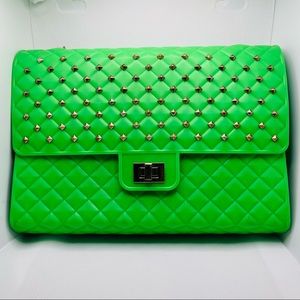 BRIGHT GREEN STUDDED MINI BAG